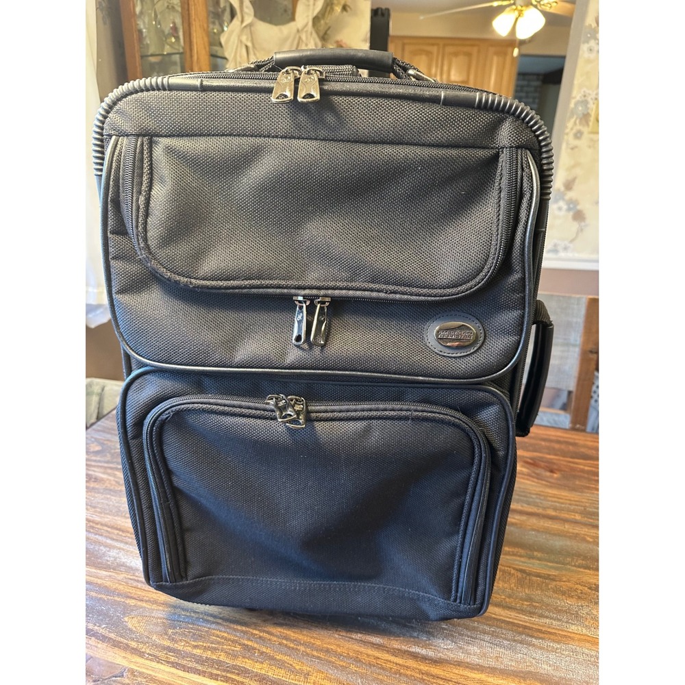American Tourister Black Ballistic Nylon‎ Rolling Carry On Luggage Upright Bag